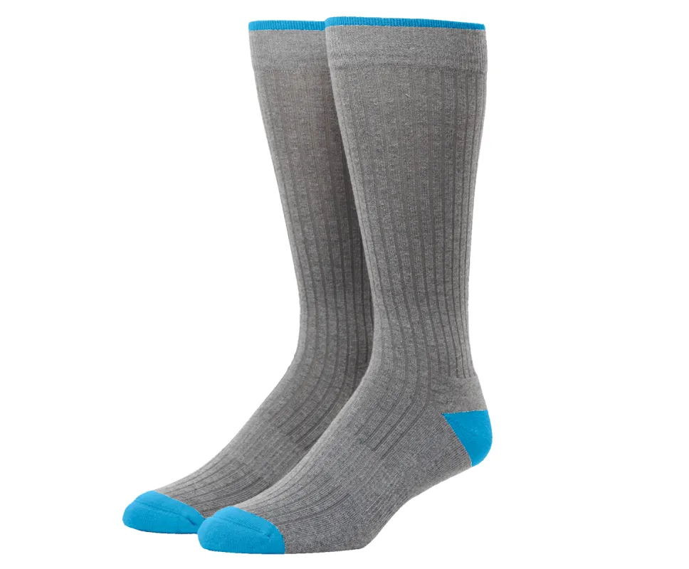 Everyday Extended Crew Sock Hudson Yards - Grey Heather / Weldon Blue sold by Mack Weldon