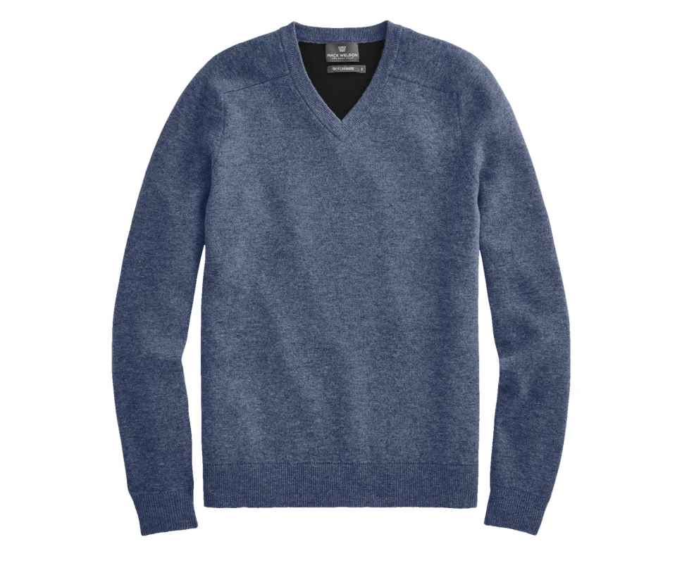 Tech Cashmere V-Neck Sweater True Navy Heather sold by Mack Weldon