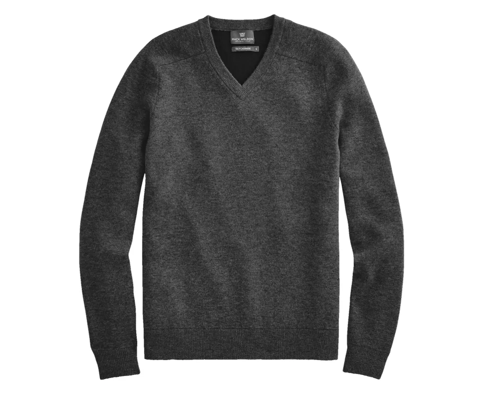 Tech Cashmere V-Neck Sweater Charcoal Heather sold by Mack Weldon