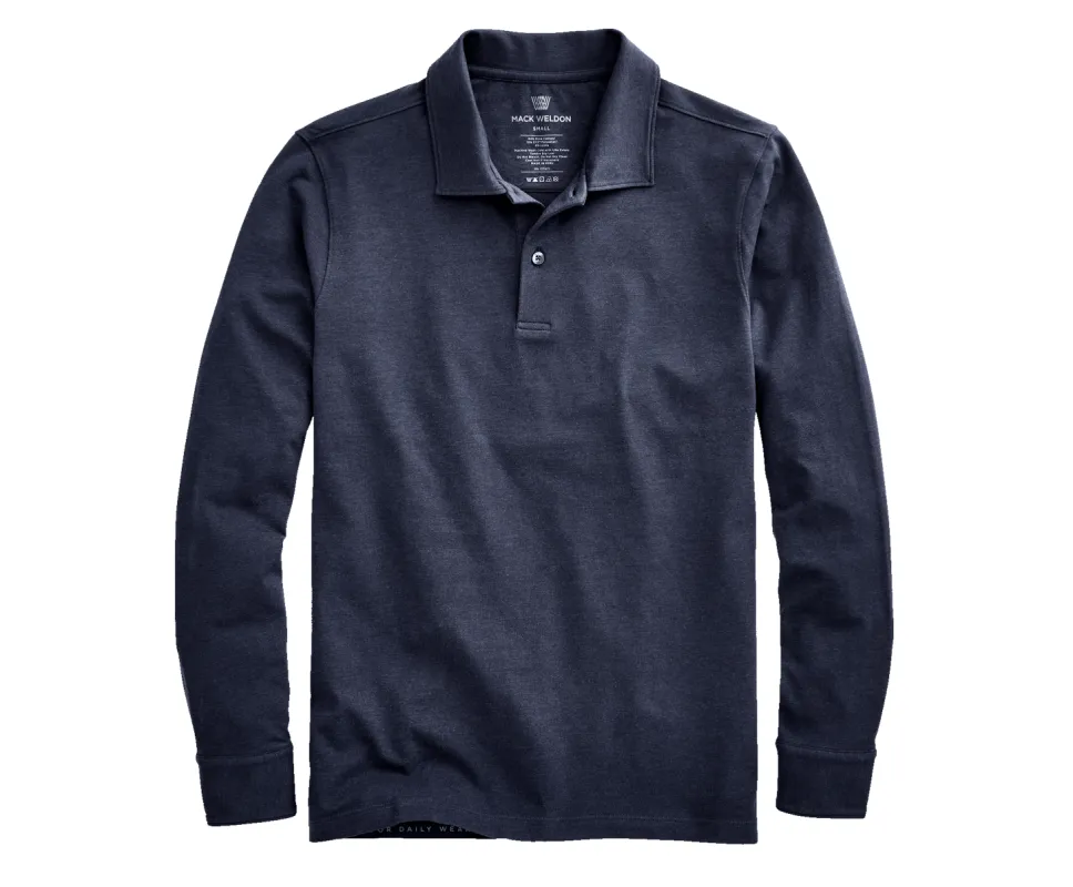 SILVER Long Sleeve Polo sold by Mack Weldon