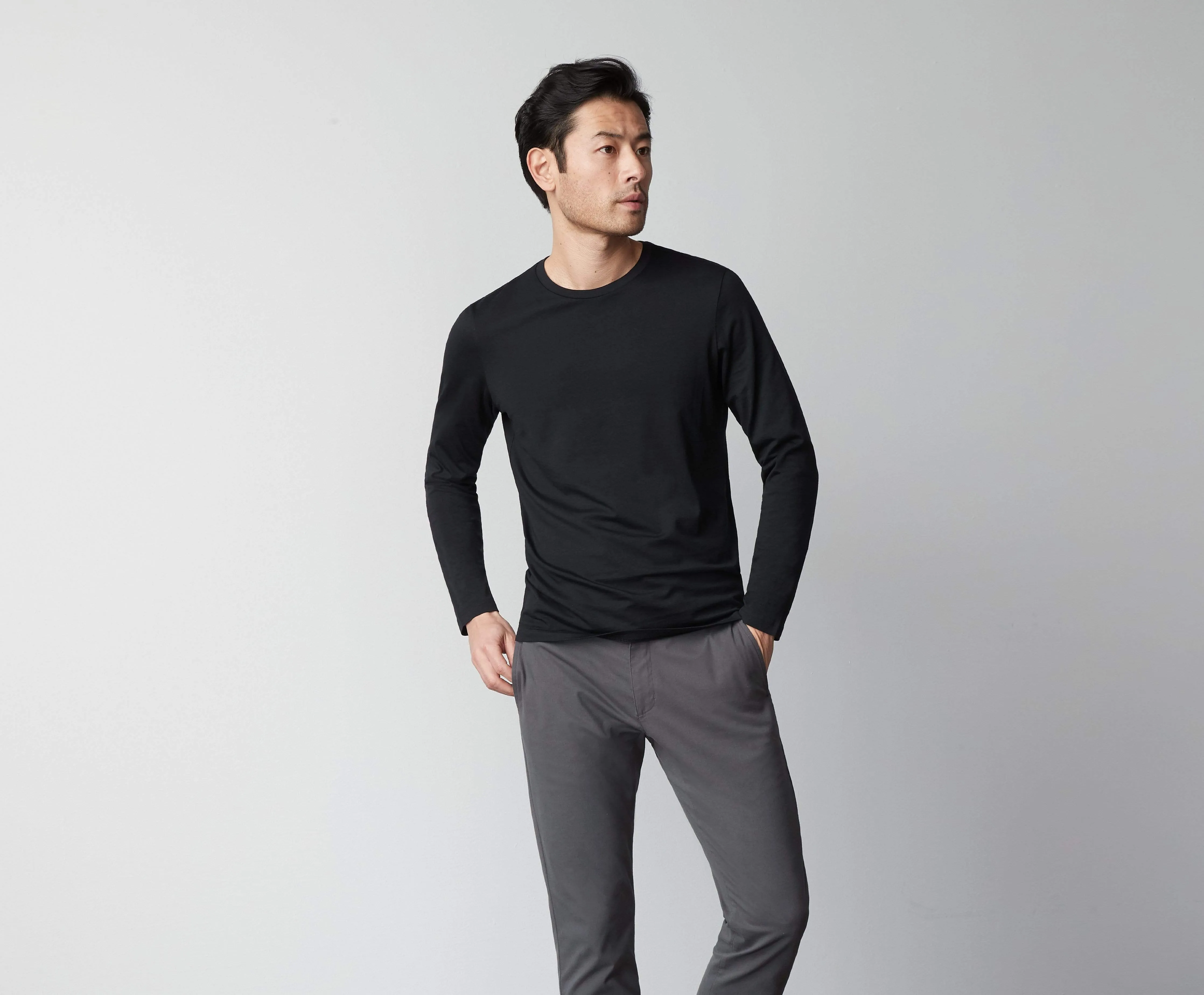 Pima Long Sleeve T-Shirt Truffle Heather sold by Mack Weldon product image thumbnail 5