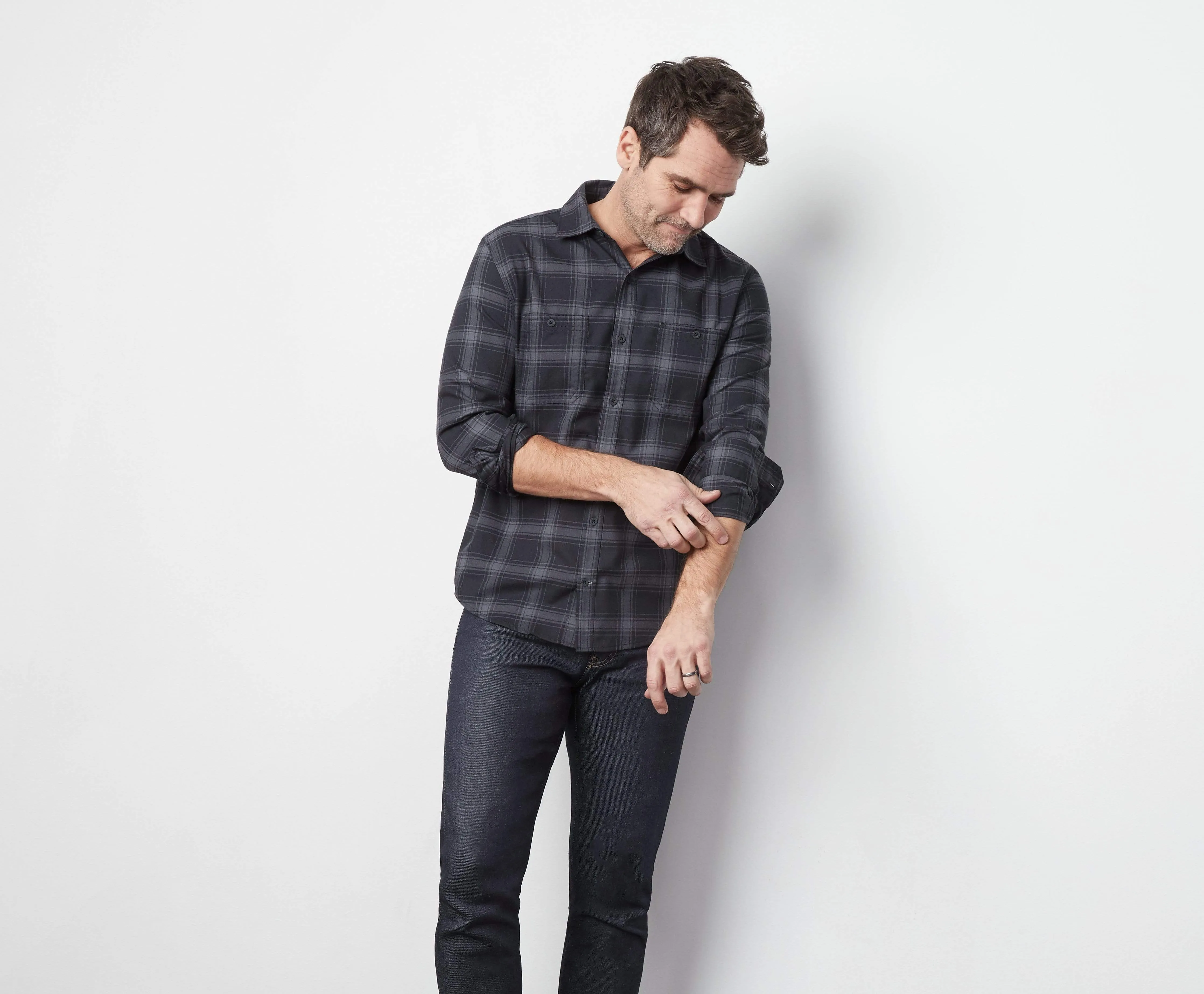 WARMKNIT Flannel Shirt Grey Heather Tartan Plaid sold by Mack Weldon product image thumbnail 5