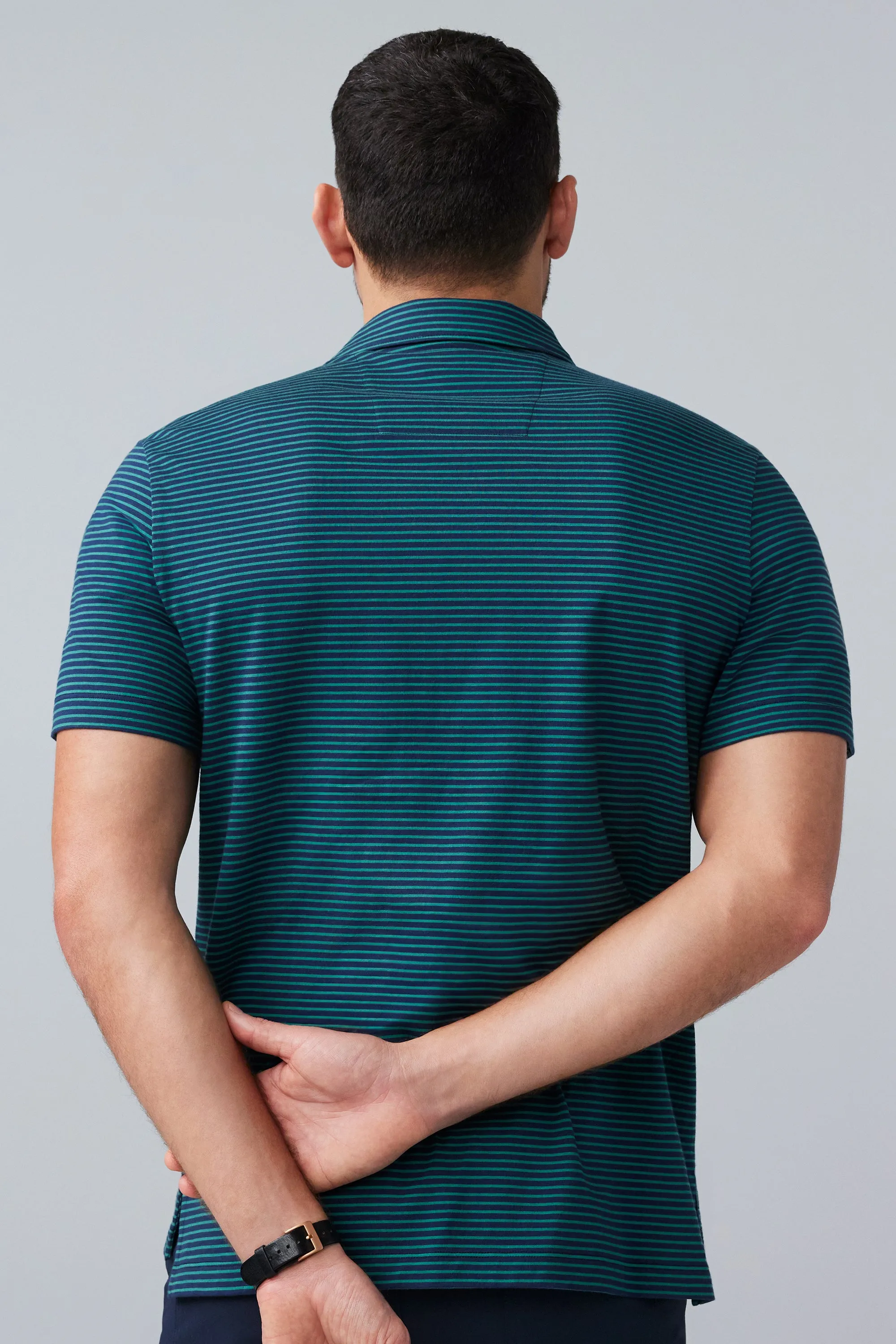 Pima T-Shirt Polo True Navy Pinpoint Stripe sold by Mack Weldon product image thumbnail 5