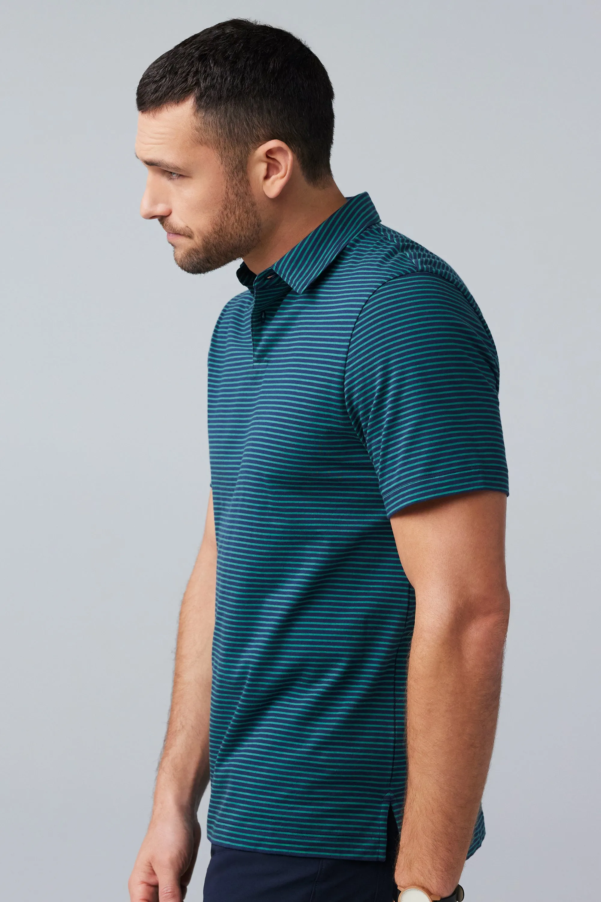 Pima T-Shirt Polo True Navy Pinpoint Stripe sold by Mack Weldon product image thumbnail 4