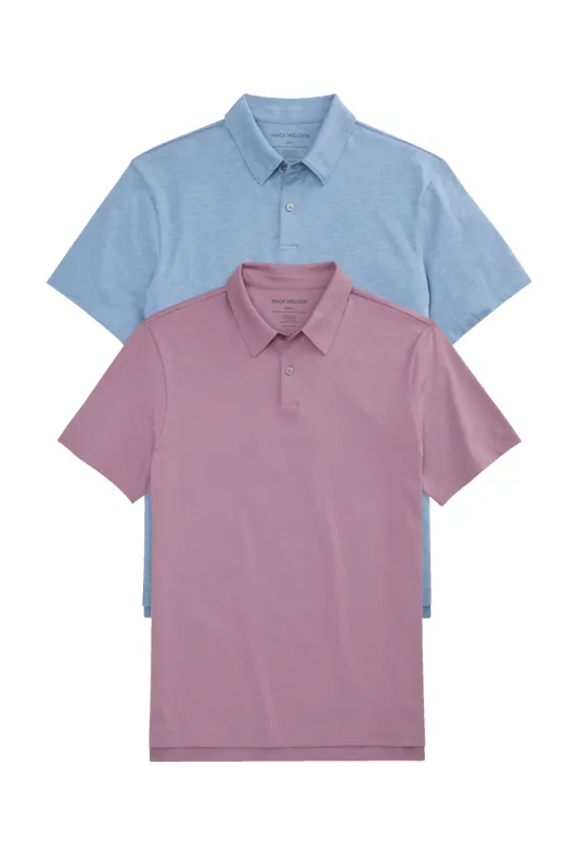 2-Pack Pima T-Shirt Polo Purple Shade / Seaplane Heather sold by Mack Weldon