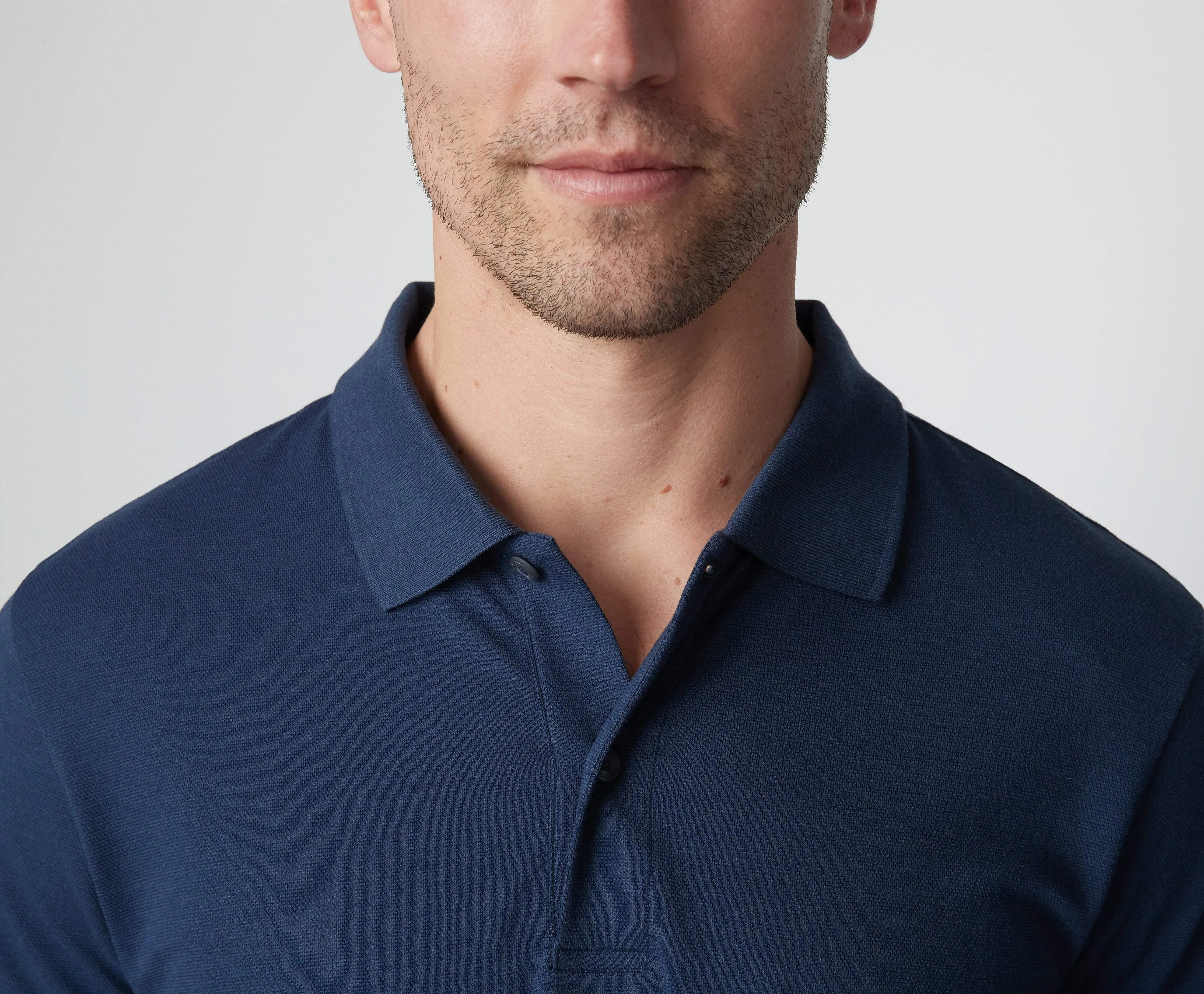 2-Pack SILVER Pique Polo Chambray White Oxford / True Navy sold by Mack Weldon product image thumbnail 4