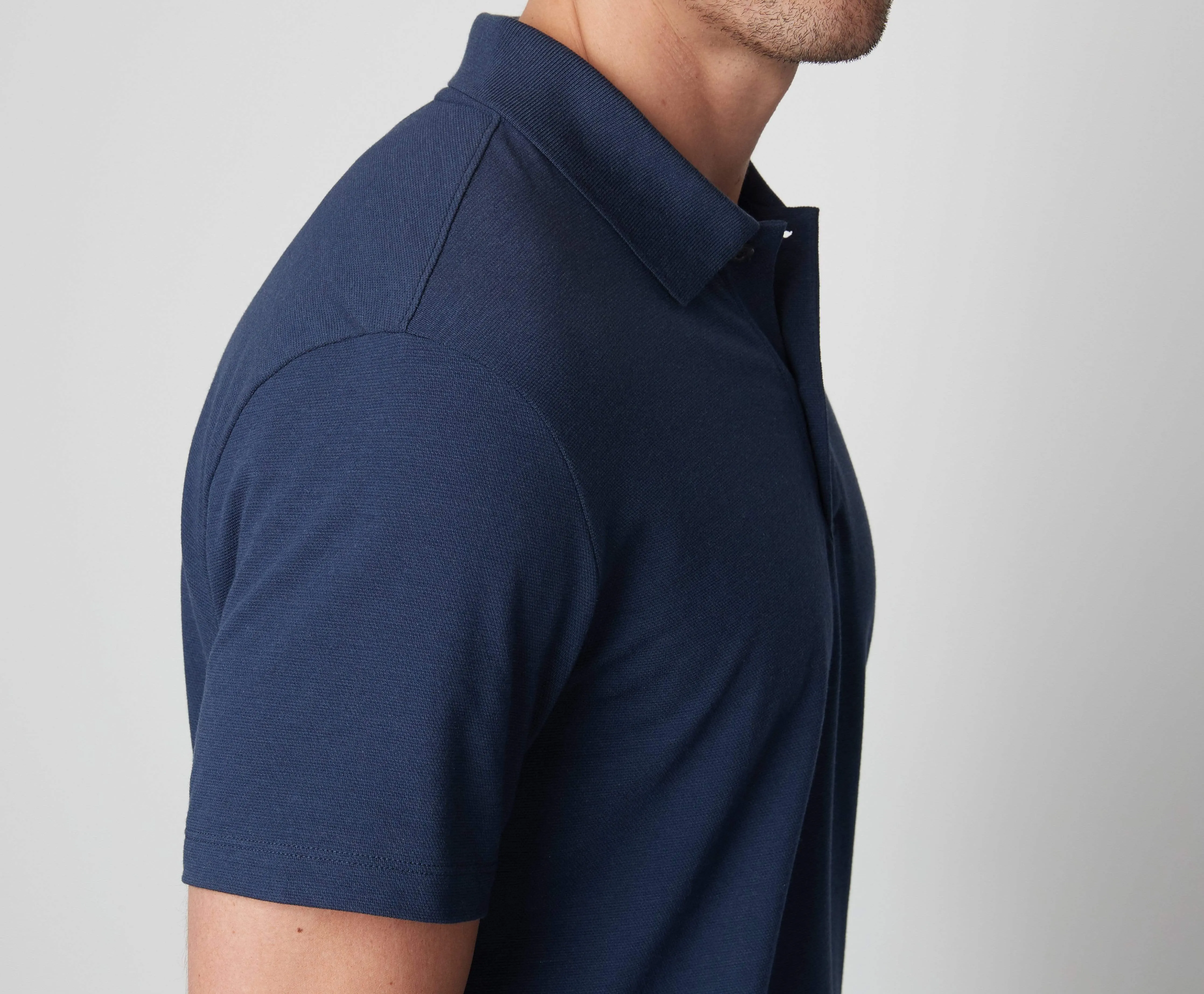 2-Pack SILVER Pique Polo Total Eclipse Chambray Oxford / Bright White Tipped sold by Mack Weldon product image thumbnail 5