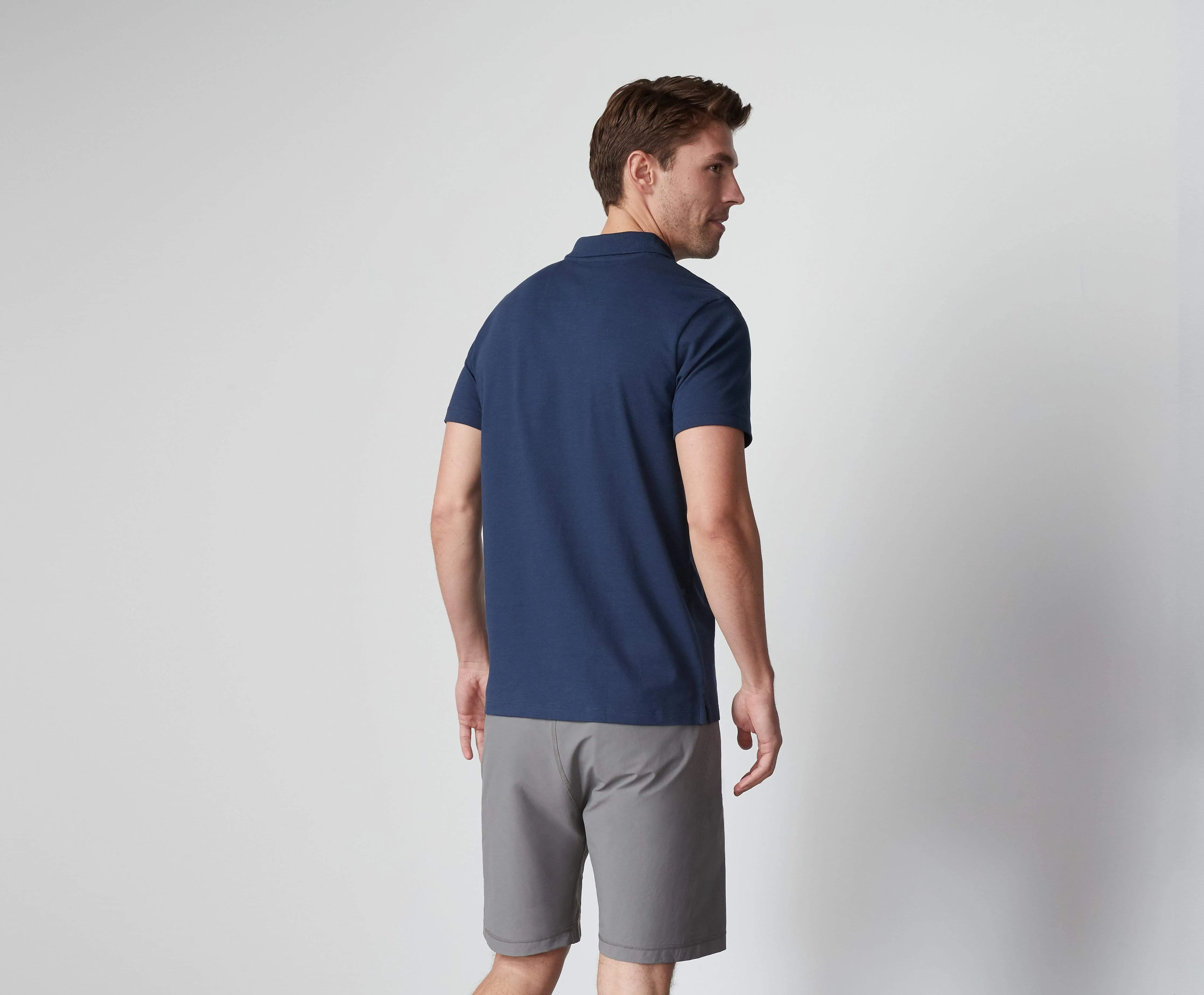 2-Pack SILVER Pique Polo Total Eclipse Chambray Oxford / Bright White Tipped sold by Mack Weldon product image thumbnail 2