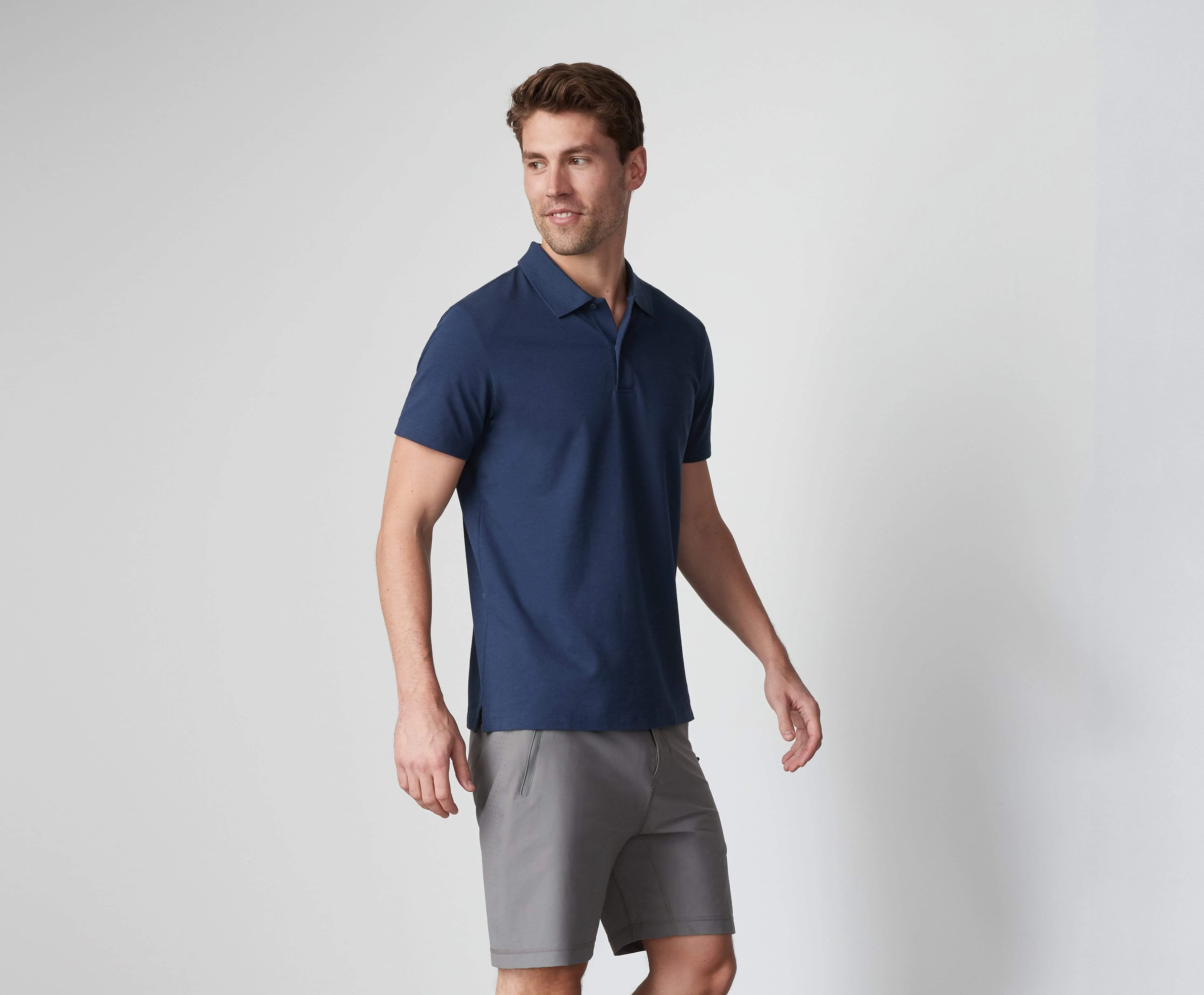 2-Pack SILVER Pique Polo Total Eclipse Chambray Oxford / Bright White Tipped sold by Mack Weldon product image thumbnail 3