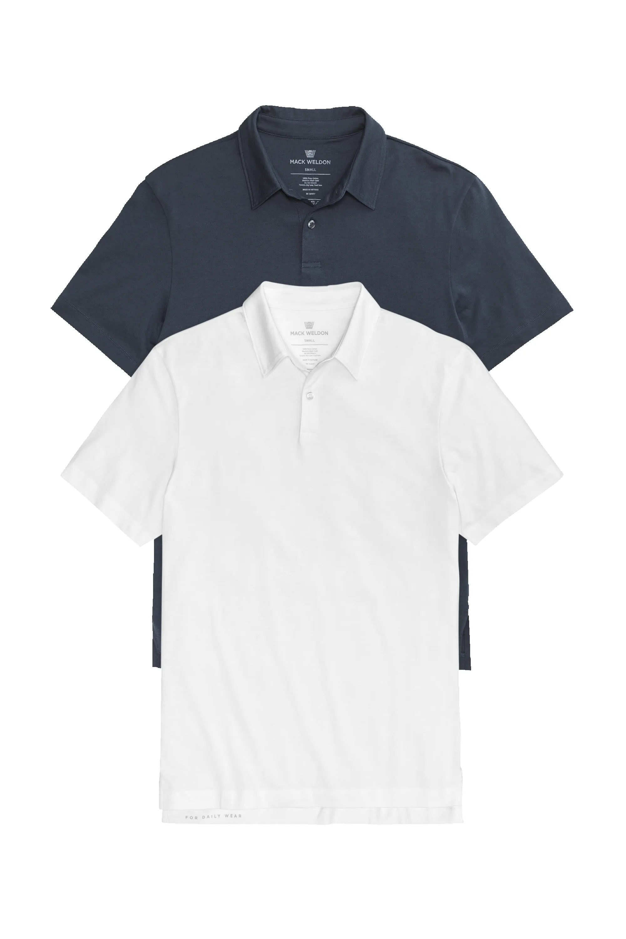 2-Pack Pima T-Shirt Polo Total Eclipse Blue / Bright White sold by Mack Weldon