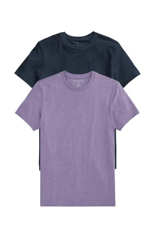 2-Pack Pima Crew Neck T-Shirt Blackberry Heather / True Navy sold by Mack Weldon