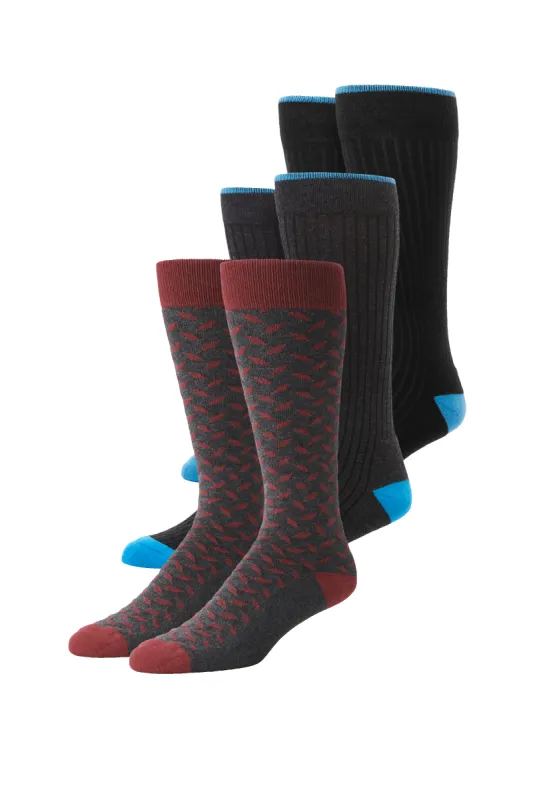 3-Pack Everyday Extended Crew Socks Dark Sky sold by Mack Weldon