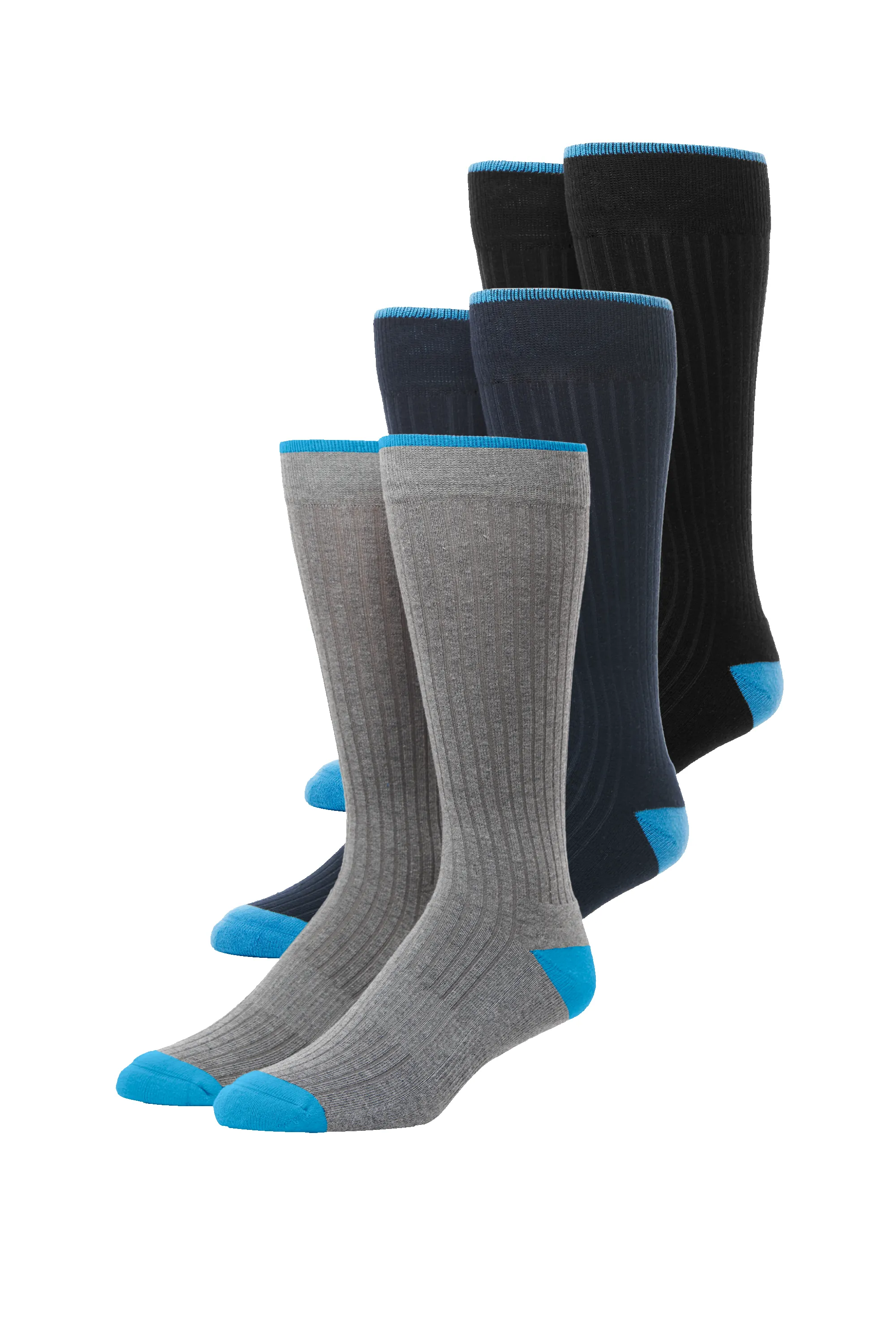 3-Pack Everyday Extended Crew Socks Fade to Black sold by Mack Weldon