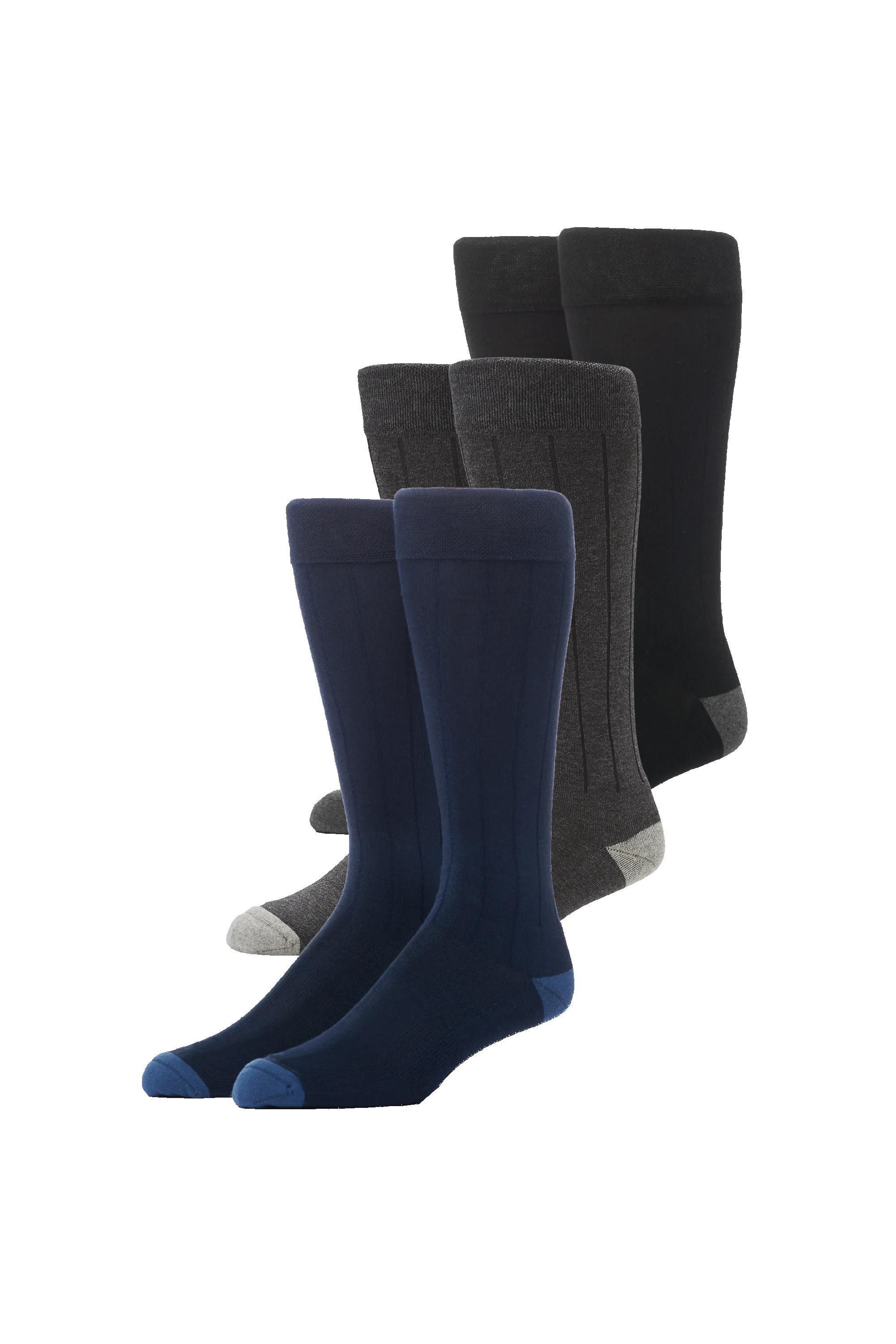 3-Pack SILVER Extended Crew Dress Sock Fade to Black sold by Mack Weldon