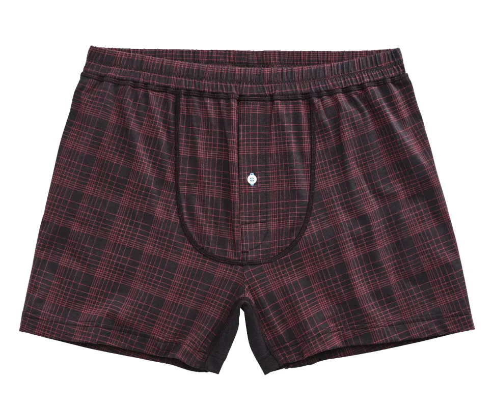 18-Hour Jersey Knit Boxer Crimson Doppler Plaid sold by Mack Weldon