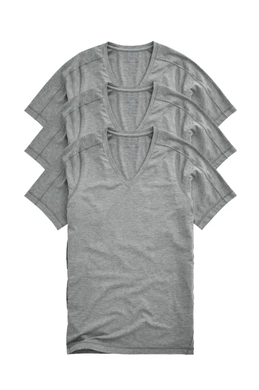 3-Pack 18-Hour Jersey V-Neck Undershirt Grey Heather made by Mack Weldon
