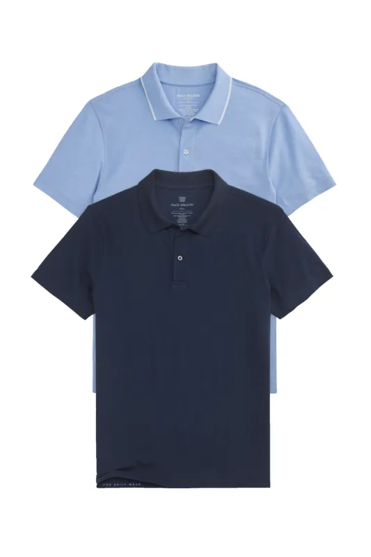 2-Pack SILVER Pique Polo Chambray White Oxford / True Navy sold by Mack Weldon