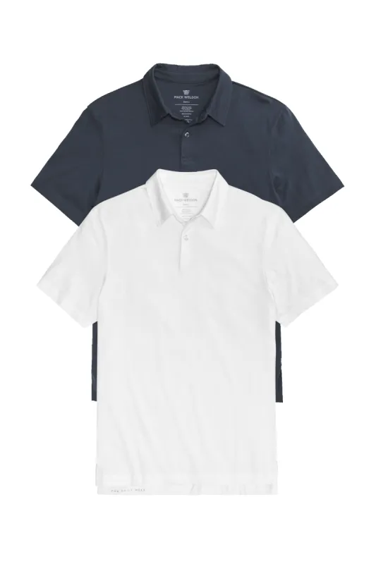 2-Pack Pima T-Shirt Polo Total Eclipse Blue / Bright White sold by Mack Weldon