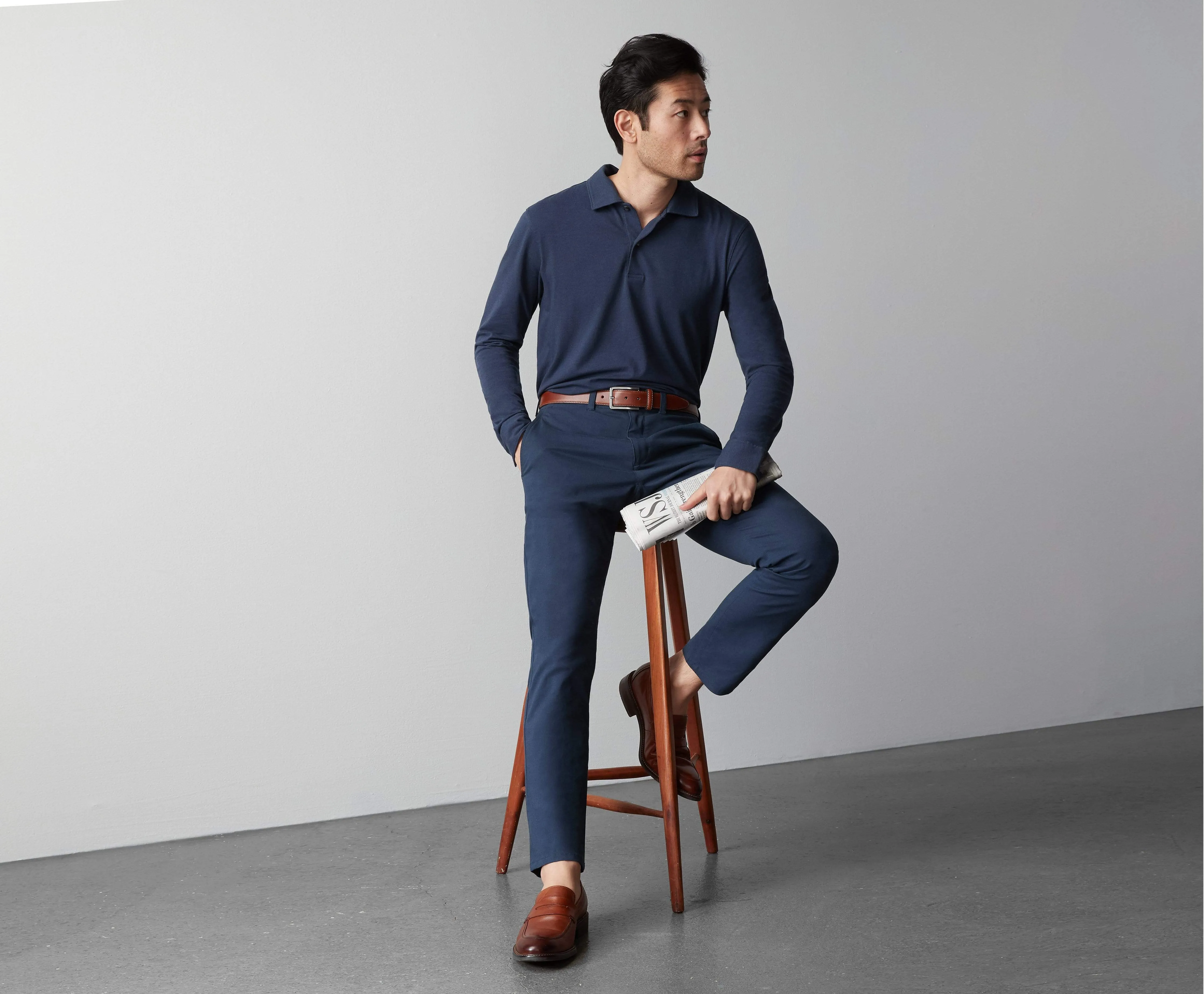 SILVER Long Sleeve Polo sold by Mack Weldon product image thumbnail 2