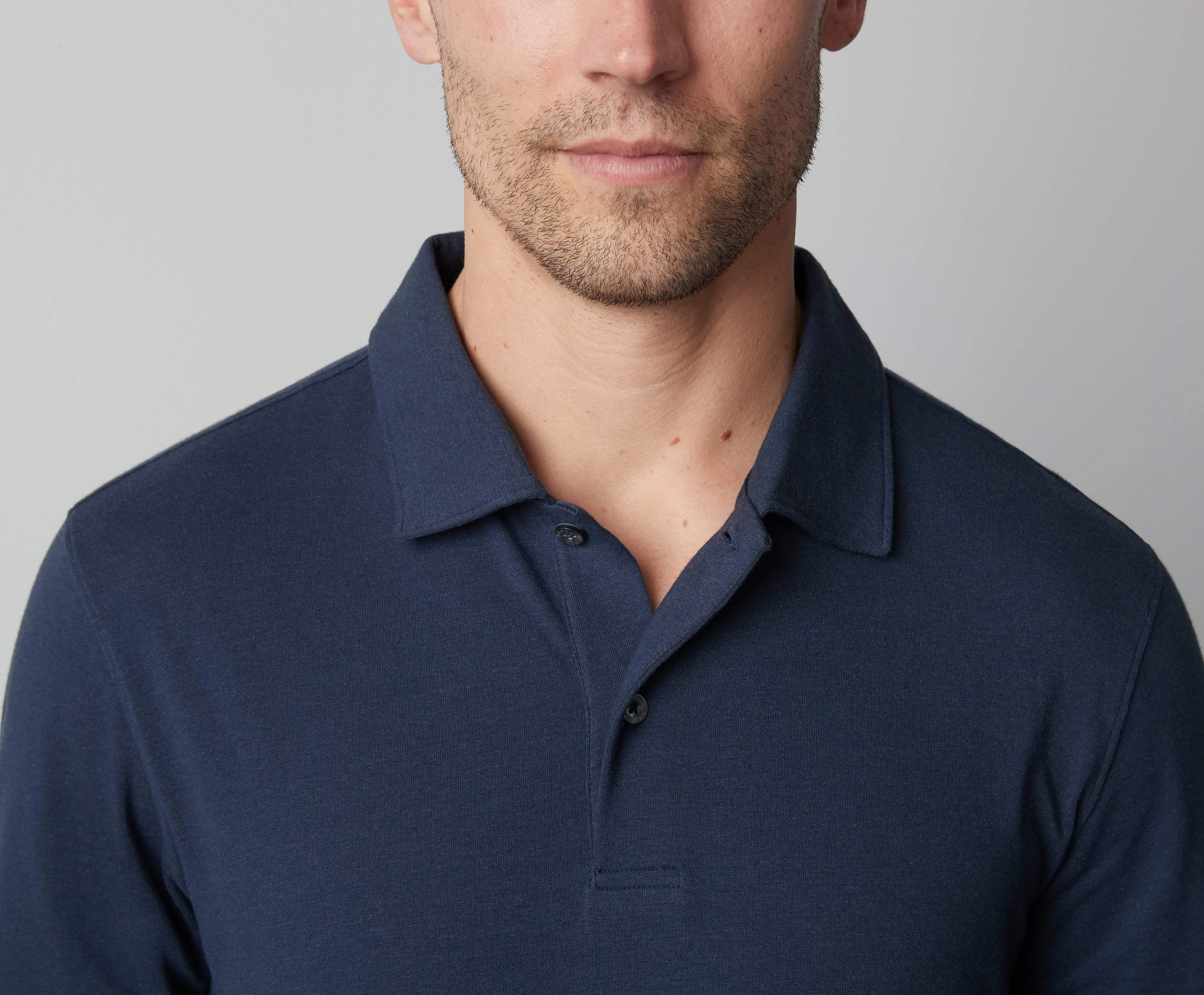 SILVER Long Sleeve Polo sold by Mack Weldon product image thumbnail 5