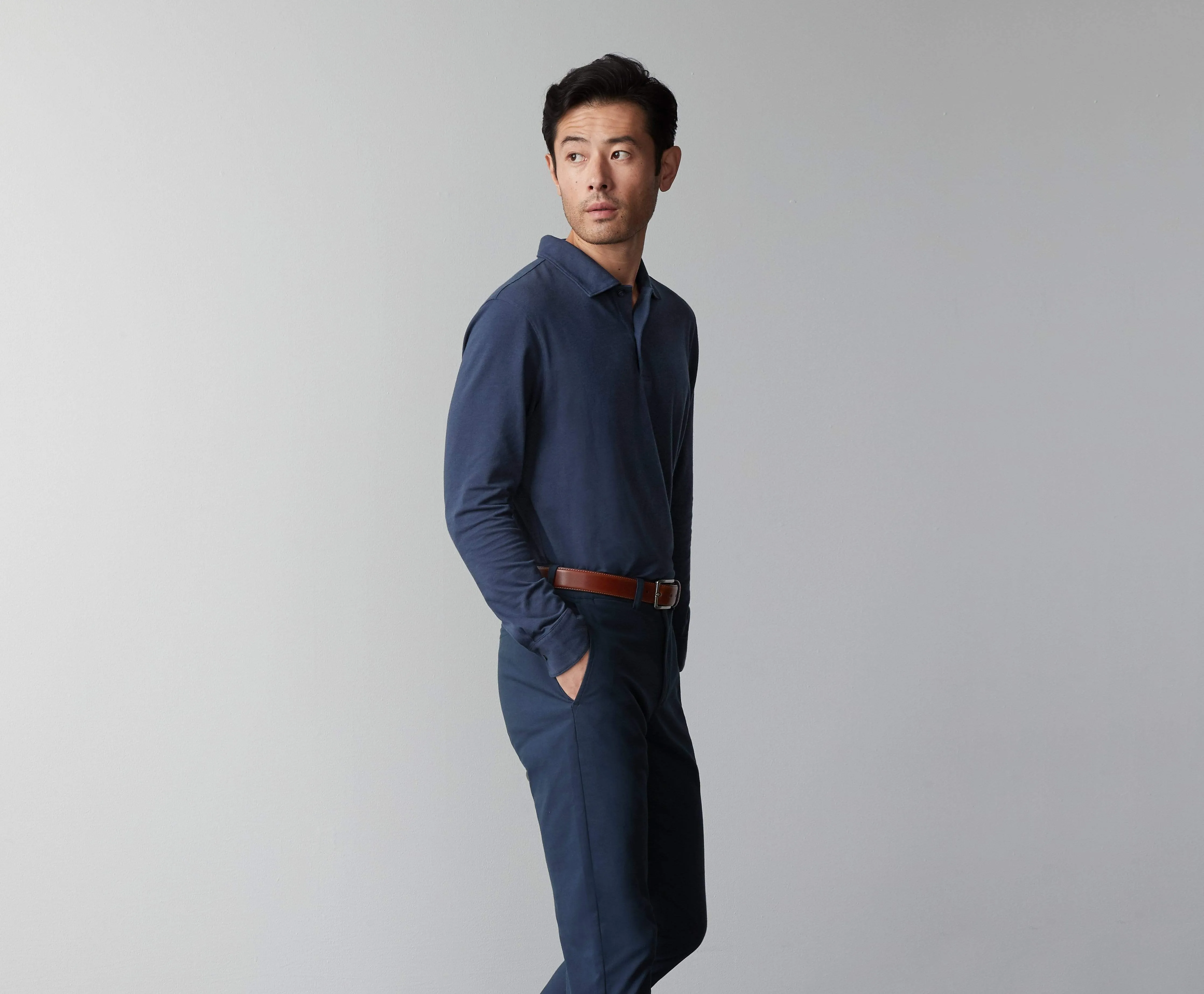 SILVER Long Sleeve Polo sold by Mack Weldon product image thumbnail 3