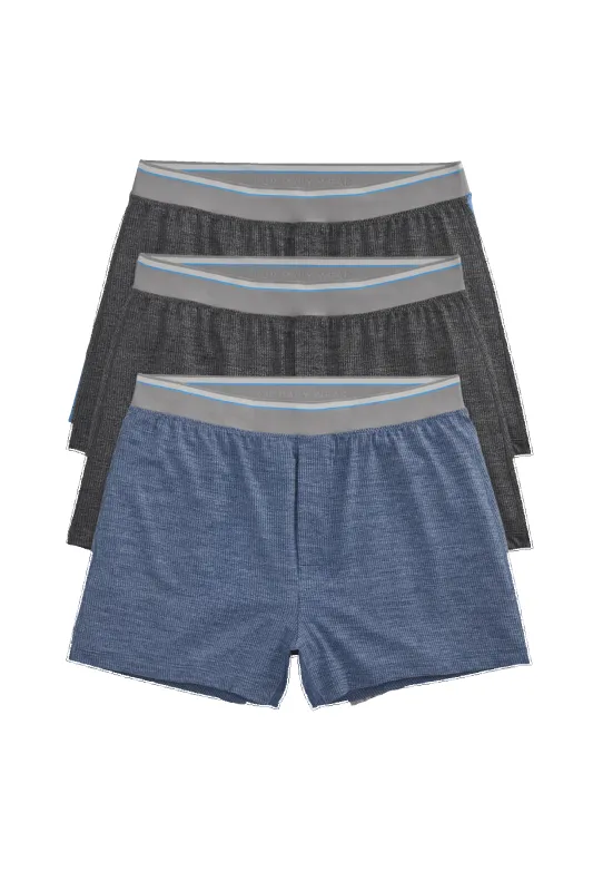 3-Pack AIRKNITˣ Knit Boxer Charcoal & Indigo sold by Mack Weldon