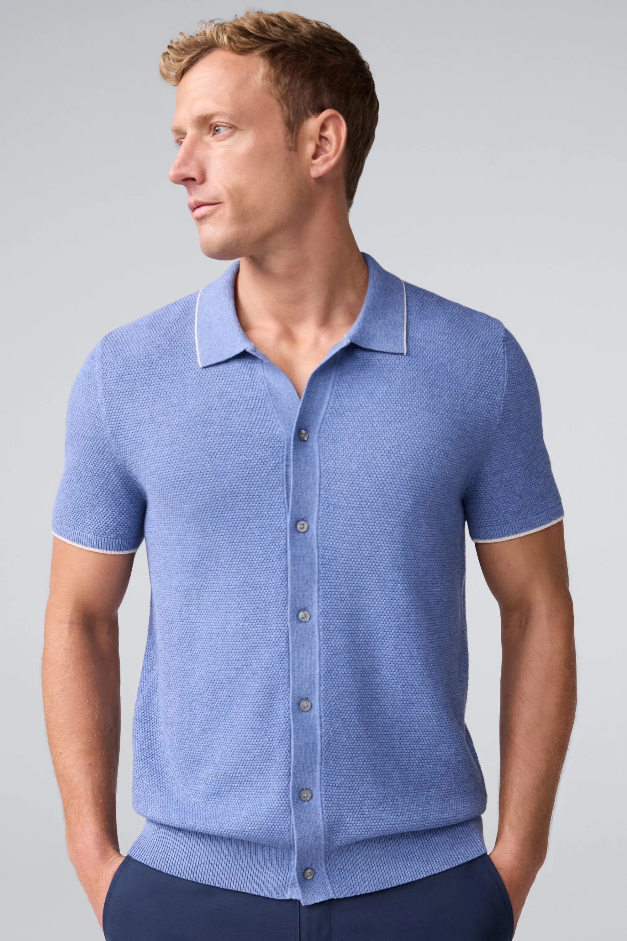 Tech Linen Button Up Sweater Polo sold by Mack Weldon product image thumbnail 3