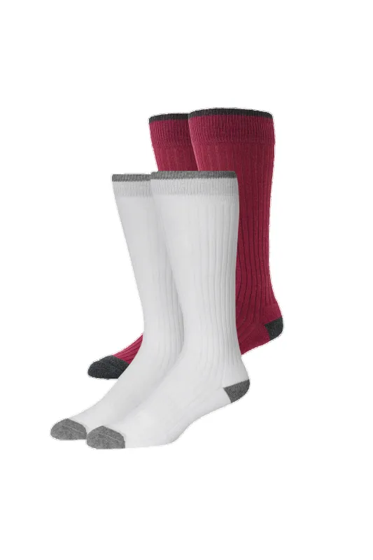 2-Pack Everyday Extended Crew Socks Bright White / Bramble Charcoal Heather sold by Mack Weldon