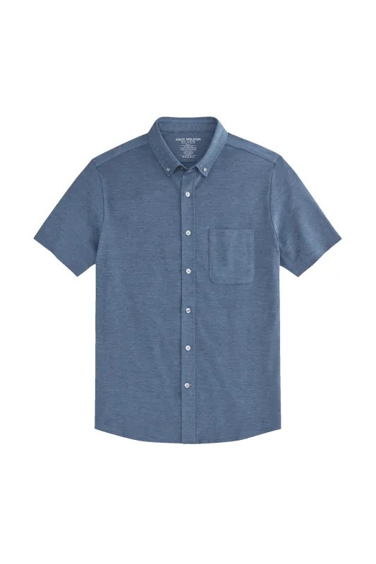 SILVER Pique Short Sleeve Button Up made by Mack Weldon