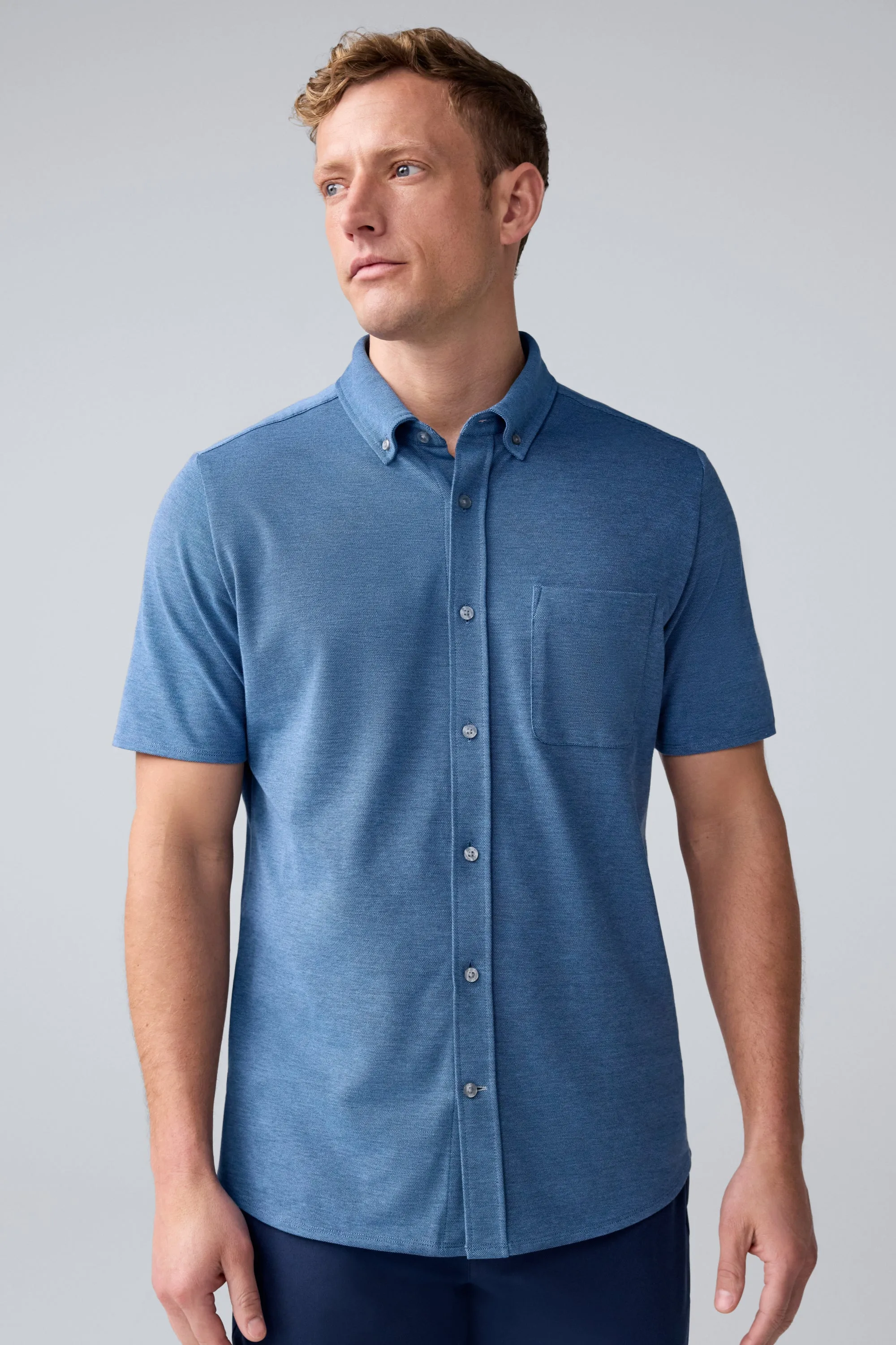 SILVER Pique Short Sleeve Button Up sold by Mack Weldon product image thumbnail 3