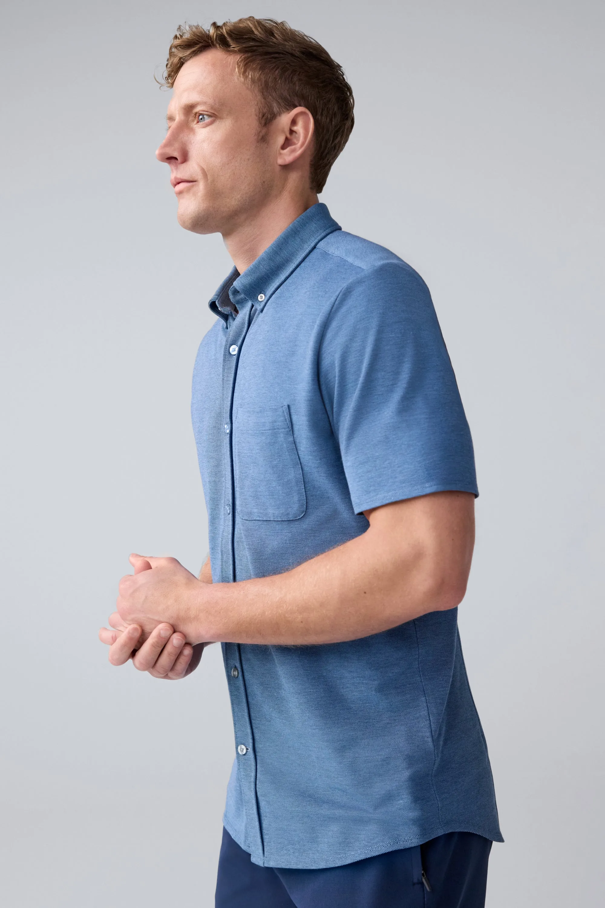 SILVER Pique Short Sleeve Button Up sold by Mack Weldon product image thumbnail 4