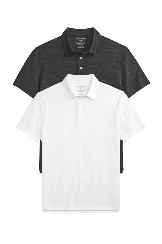 2-Pack AIRKNITˣ Polo Bright White / Anthracite Gargoyle sold by Mack Weldon