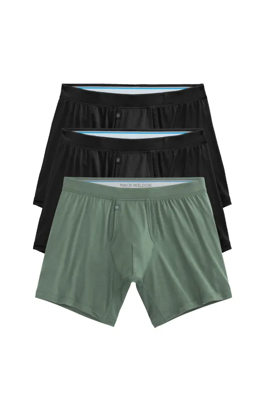 3-Pack SILVER HD Boxer Brief Greenlake / True Black sold by Mack Weldon