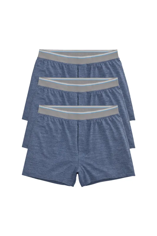 3-Pack AIRKNITˣ Knit Boxer Indigo Heather sold by Mack Weldon