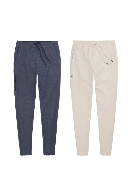 2-Pack ACE Sweatpant - Tall True Navy - Bird's Eye / Froth Heather made by Mack Weldon