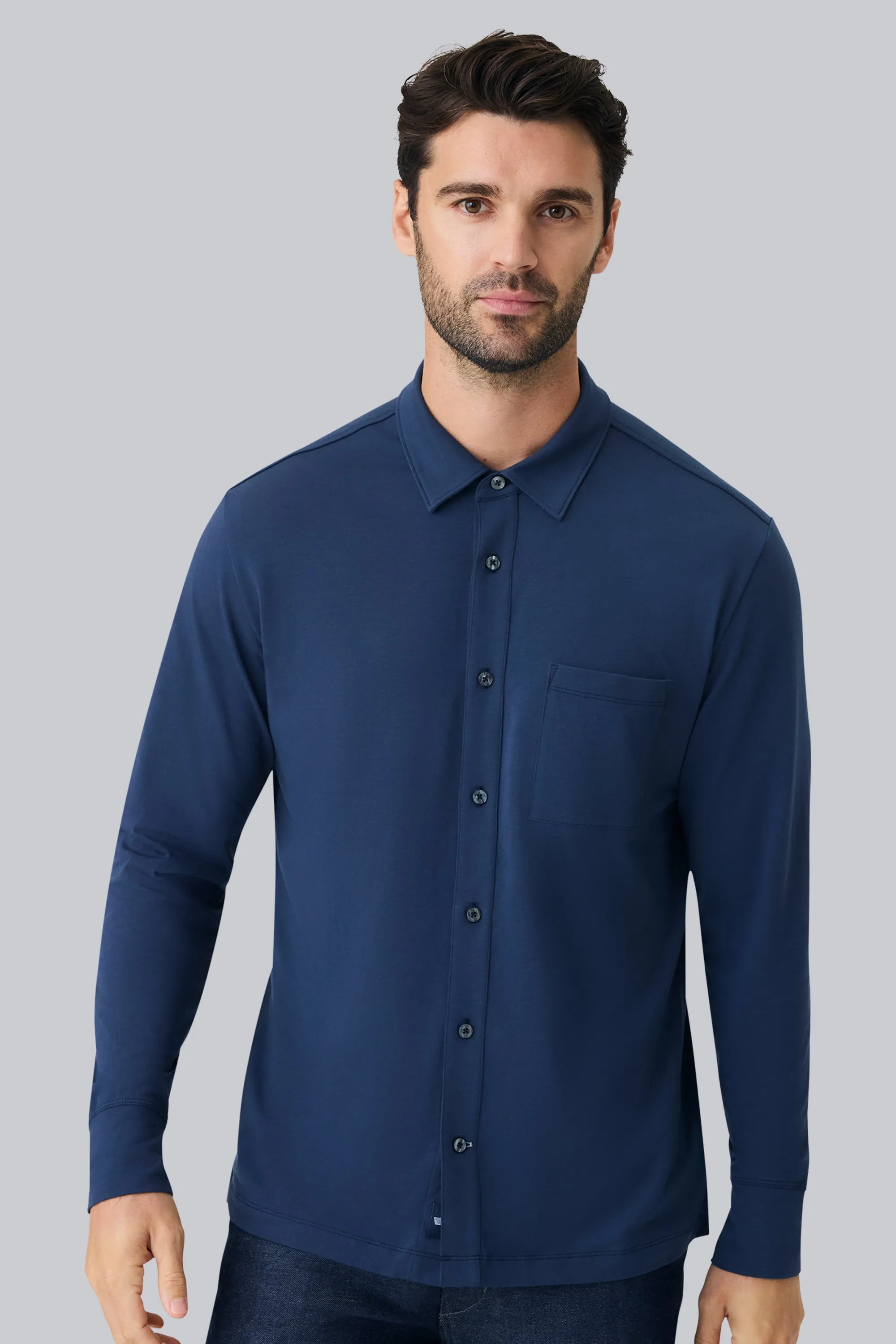 SILVER Jersey Button Up sold by Mack Weldon product image thumbnail 4
