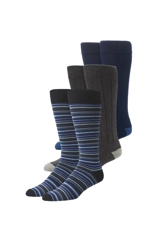 3-Pack SILVER Extended Crew Dress Sock Nightcap made by Mack Weldon