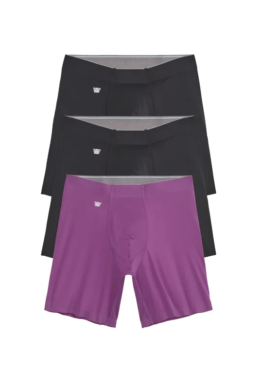 3-Pack Stealth Pro Boxer Briefs Orchid and Black made by Mack Weldon