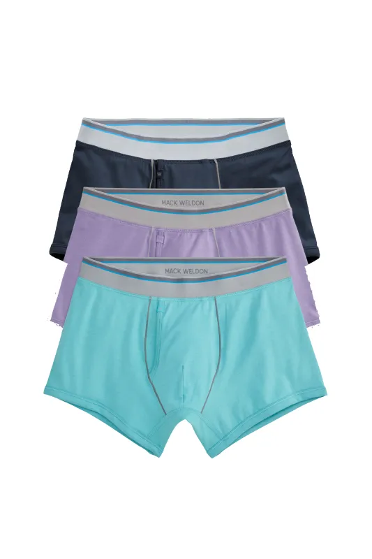 3-Pack 18-Hour Jersey Trunks Shades of Blue made by Mack Weldon