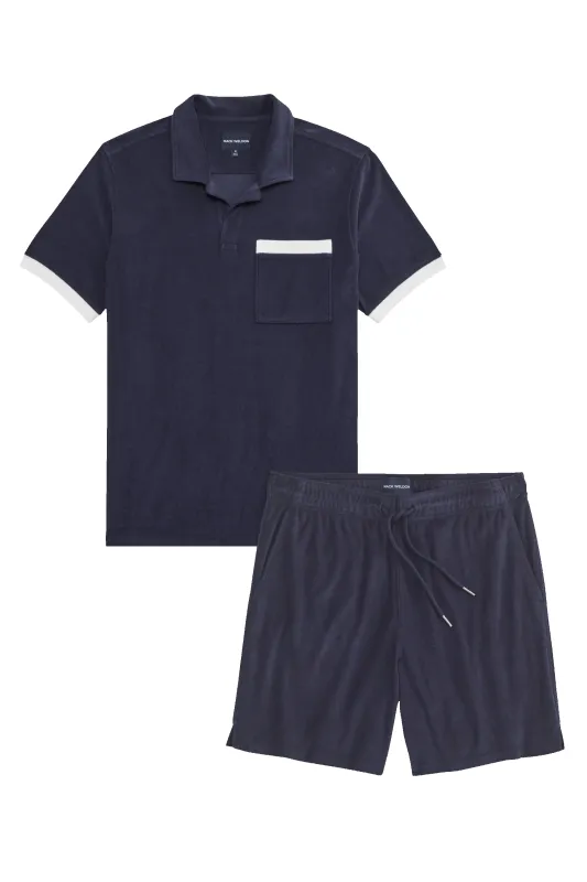 Terry Cloth Polo + Shorts Set Night Sky made by Mack Weldon