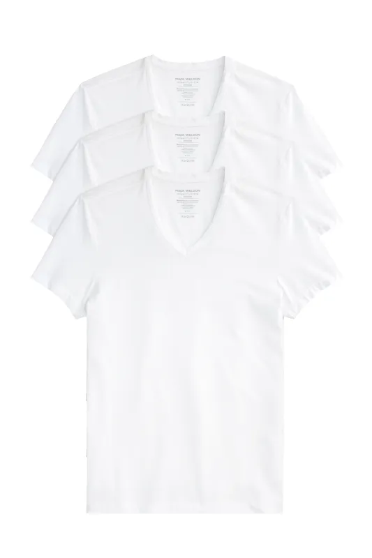 3-Pack AIRKNITˣ Cotton V-Neck Undershirt Bright White made by Mack Weldon