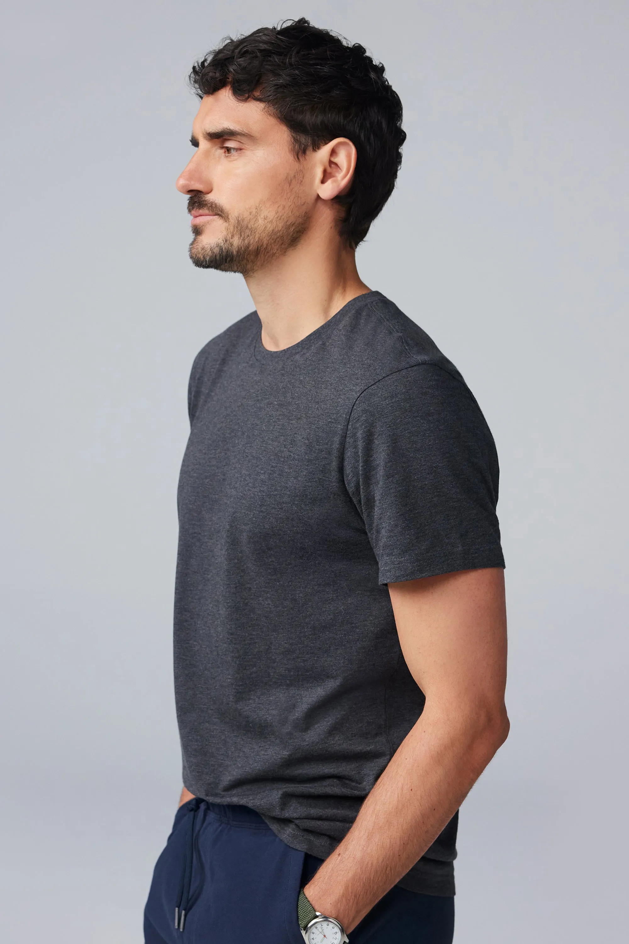 Pima Crew Neck T-Shirt Medium Grey Heather sold by Mack Weldon product image thumbnail 4