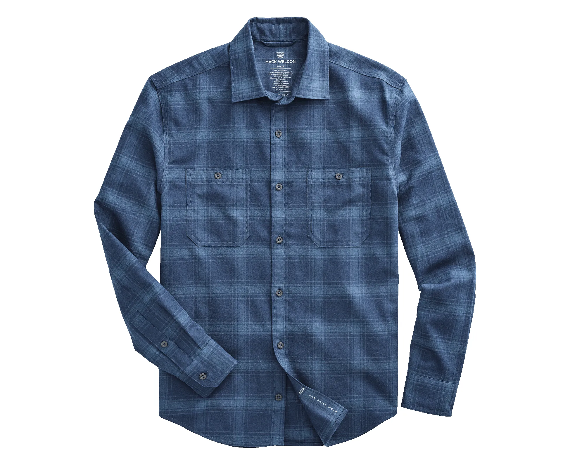 WARMKNIT Flannel Shirt Total Eclipse Blue Cabin Plaid sold by Mack Weldon