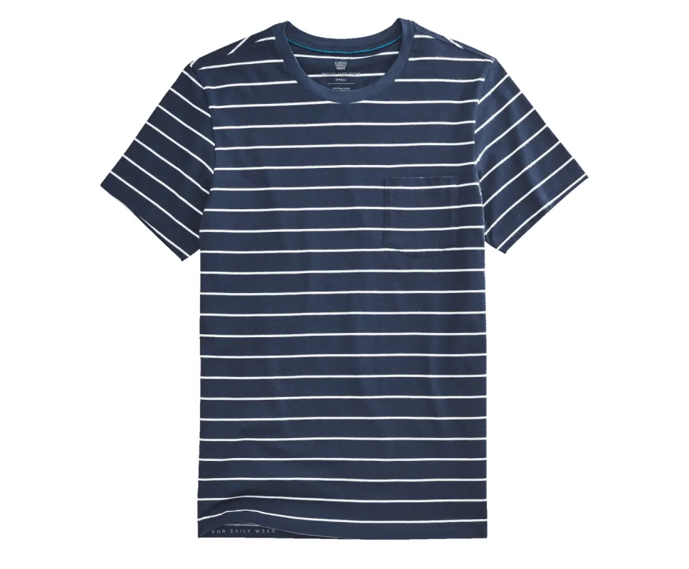 Pima Crew Neck Pocket T-Shirt True Navy / Bright White Maritime Stripe sold by Mack Weldon