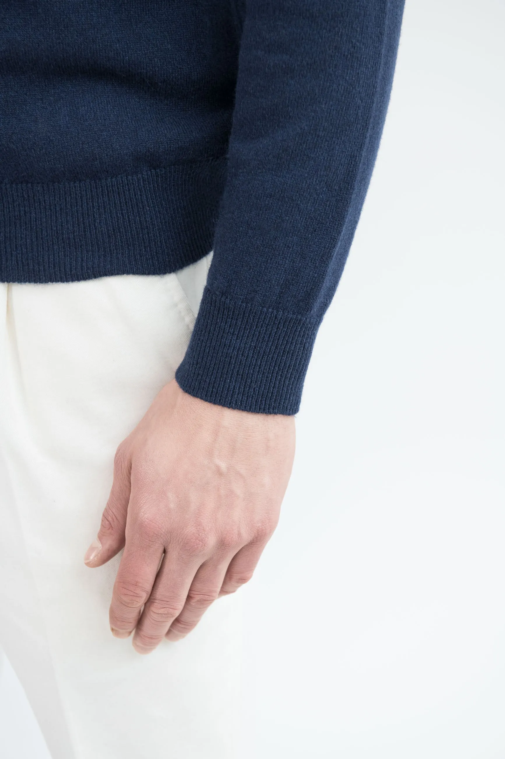 Blue cashmere round neck – Made in italy sold by Pini Parma product image thumbnail 3