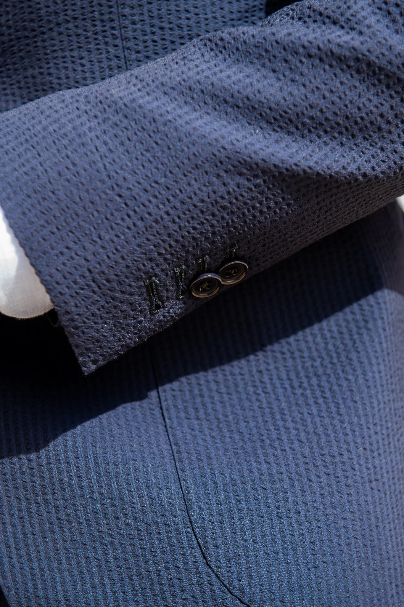 Blue wool and silk seersucker suit - Made in Italy sold by Pini Parma product image thumbnail 5