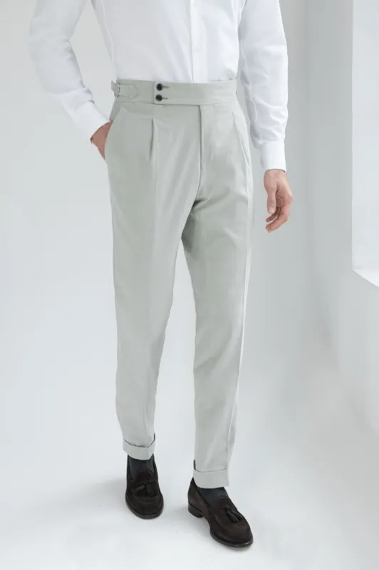 Light grey cotton Soragna trousers - Made in Italy sold by Pini Parma