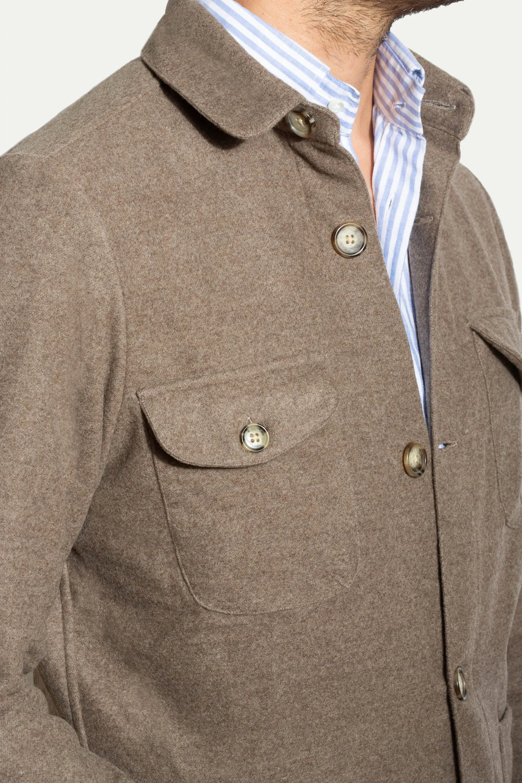 Taupe Safari Jacket flannel Super 180s – Made in Italy sold by Pini Parma product image thumbnail 4
