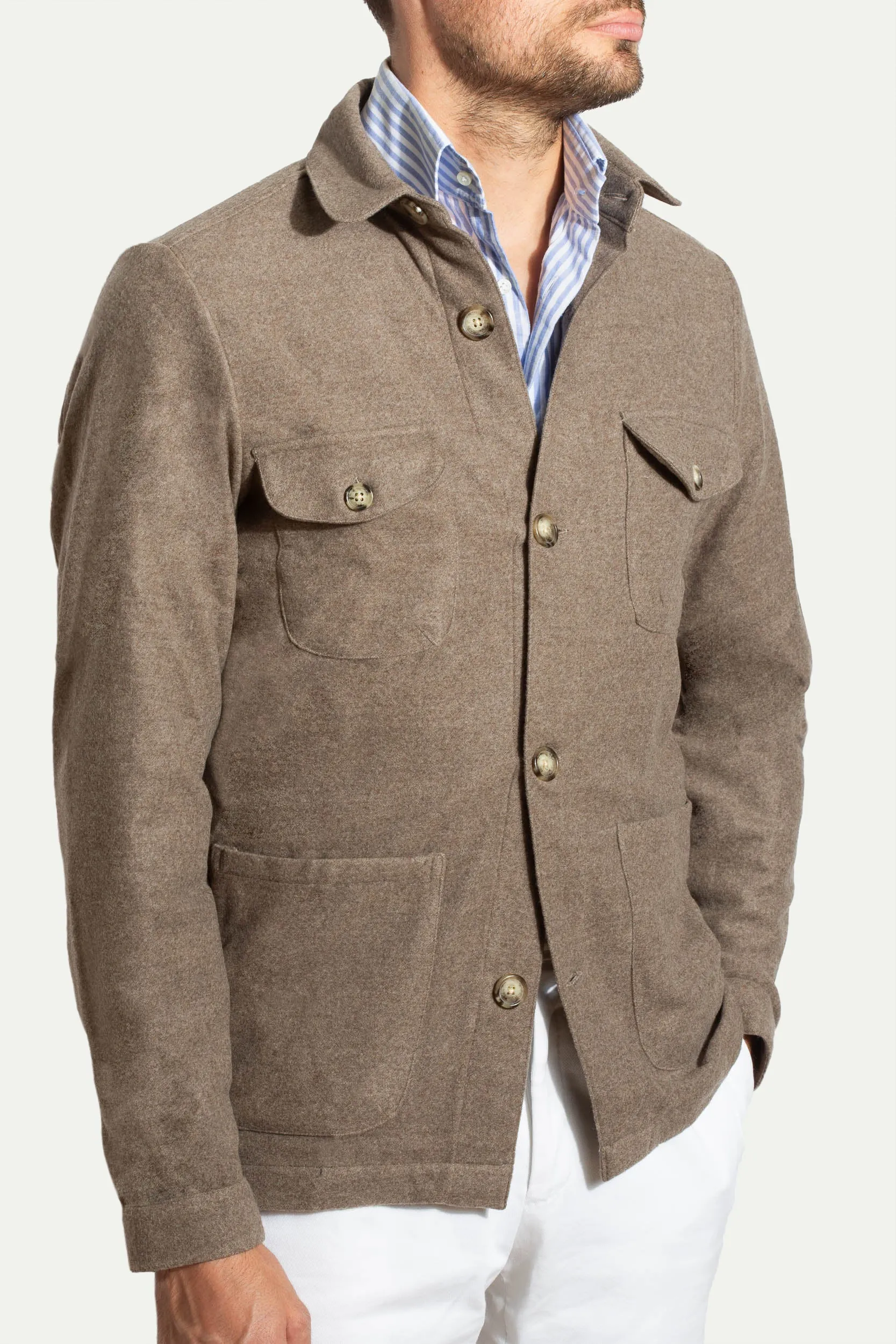 Taupe Safari Jacket flannel Super 180s – Made in Italy sold by Pini Parma