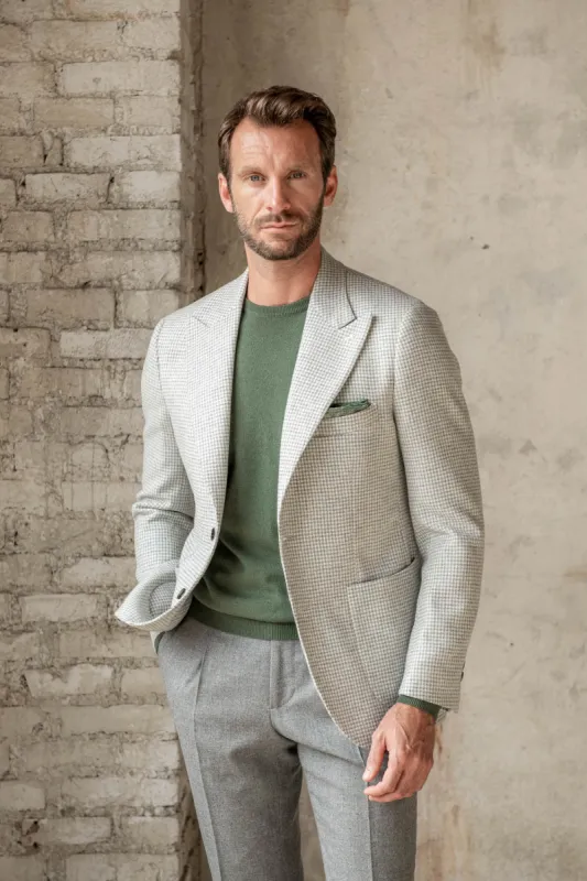 Light grey houndstooth jacket "Soragna Collection" - Made in Italy sold by Pini Parma